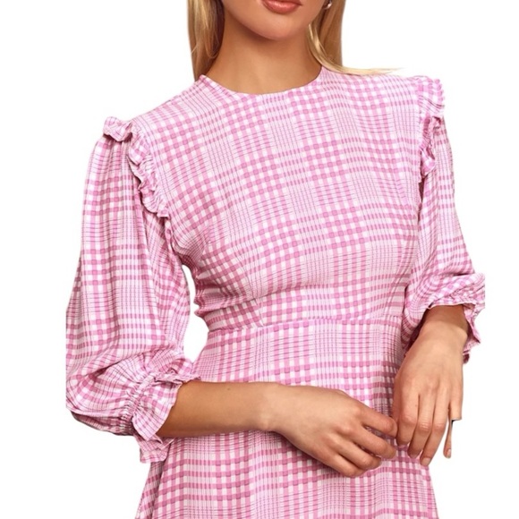 Faithful The Brand Edwina Djerra Pink Check Plaid A Line Mini Dress Women’s 4 - Picture 3 of 16